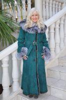 Emerald Showstopper Fully Toscana Sheepskin Coat w/ Silver Fox Trim