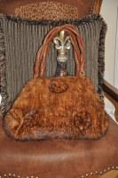 Whiskey Knitted Mink Messenger Bag With Rosettes