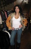 Joyce Giraud wearing Reversible Fox Leather Jacket with Sporty Leather Ties Model 133 SOLD OUT