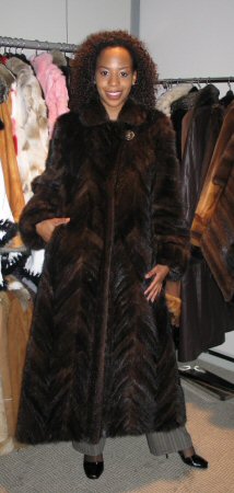 Friend wearing Aspen Fashions Full Length Mink Coat Model 34