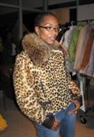 Angela Basset wearing Leopard Print Shearling Jacket with Fox Collar Model 406AP