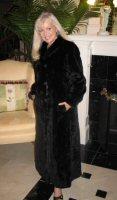 Reversible Black Sculptured Mink Coat With Long Hair Mink Tuxedo Trim