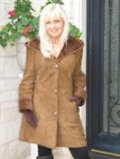 Simply Charming Hooded Chestnut Spanish Merino Shearling Sheepskin Coat - Size 6