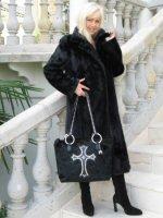 Riavani Designer - Large Black Calf Hair Handbag With Swarovski Crystal Cross