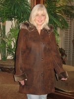 Sequoia Darling Hooded Nubuck Spanish Merino Shearling Sheepskin Coat - Sizes 8, 10 and 12