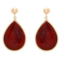 Gorgeous Genuine Ruby Earrings 33.20ctw Set In Yellow Gold