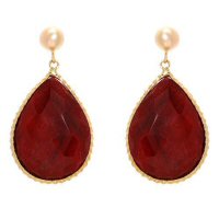 Gorgeous Genuine Ruby Earrings 33.20ctw Set In Yellow Gold