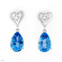 Elegant And Beautiful Heart Earrings With 2.85ctw Diamonds and Topazes Beautifully Set In White Gold