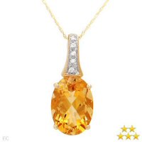 Superb Necklace With 5.45ctw Genuine Citrine And Diamonds Set In 14K Yellow Gold