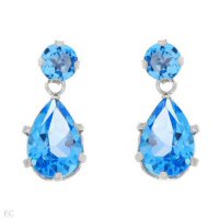 Stylish Topaz Earrings Set In White Gold