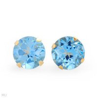 Attractive Genuine Topaz Stud Earrings 4.80ctw Set In 14K Yellow Gold