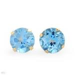 Attractive Genuine Topaz Stud Earrings 4.80ctw Set In 14K Yellow Gold