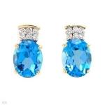 Gorgeous Genuine Topaz Earrings 5.15ctw With Diamonds Set In 14K Yellow Gold