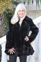 Black Chantille Lace Sheared Beaver Coat