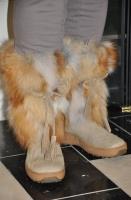Fox Trot Beige Calf Skin Boots With Golden Fox Trim