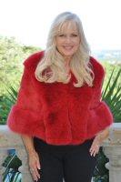 Red Hot Mink Cape With Fox Trim - Size 12