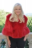 Red Hot Mink Cape With Fox Trim - Size 12