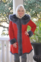 Cherry Soda Hooded Spanish Merino Shearling Sheepskin Coat - Size 8