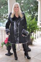 Stately Toscana Delight Coat Mid-Calf With Ruffled Tuxedo