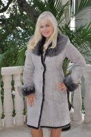 Princess Toscana Soft Grey And Grey Brisa Sheepskin Coat With Shawl Collar