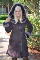 Toscana Princess Sheepskin Coat Wine With Grey Frost With Shawl Collar