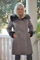 Sweet Taupe Spanish Merino Shearling Sheepskin Coat - Size 8