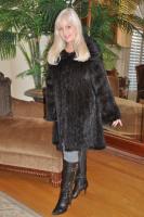 Hooded Mahogany Knitted Mink Coat