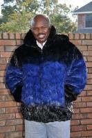 Blue Verigated Section Mink Bomber Jacket - Sizes 1XL - 4XL