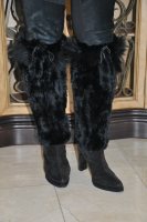 Black Rex Rabbit And Black Fox Boot Covers