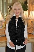 Beautiful Girl Black Rabbit And Satin Lace Rosette Scarf/Collar