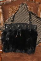 Black Fox Fur With Leather Handbag