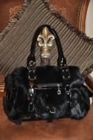 Black Rabbit Fur Handbag