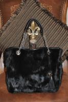Black Rabbit Fur Handbag