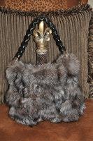 Silver Fox Section Fur With Leather Handbag