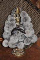 Grey Rabbit Fur with Silver Velour Handbag