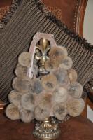 Grey Rabbit Fur with Silver Velour Handbag