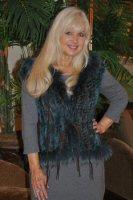 Knitted Teal And Brown Rabbit And Raccoon Fur Vest - Size 8