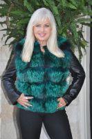 Emerald Fox And Leather Jacket - Size 8