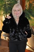Living Doll Black Section Mink Bomber With Fox Collar