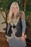 Reversible Brown Rabbit Fur Vest With Raccoon Trim - Size 8