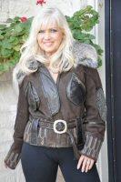 Jessica Spanish Merino Shearling Aviator Jacket With Fox Collar