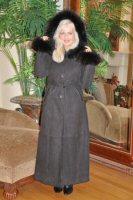 Sarah Hooded Expresso Merino Shearling Sheepskin Coat With Finn Raccoon Trim