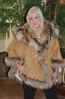 Gold Rush Toscana Poncho Cape With Raccoon Trim