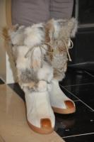 Shearling Boots With White And Grey Fox Trim