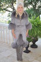 Grey Diamond Spanish Merino Shearling With Silver Fox And Swarovski Crystals - Size 6