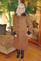 Special Two Tone Spanish Merino Shearling Sheepskin Coat - Size 14