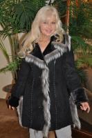 Wild One Spanish Merino Shearling Sheepskin Coat With Silver Toscana Trim - Size 8