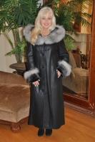 Priscilla Hooded Spanish Merino Shearling Sheepskin Coat With Silver Fox Trim - Sizes 2 and 4