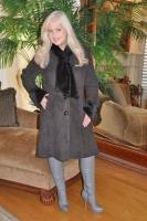 Mistletoe In Brown Suede Spanish Merino Shearling Sheepskin Coat