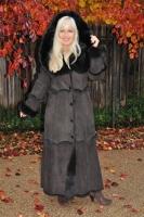 Lady Toscana In Chocolate Brown Hooded Spanish Merino Shearling Sheepskin Coat